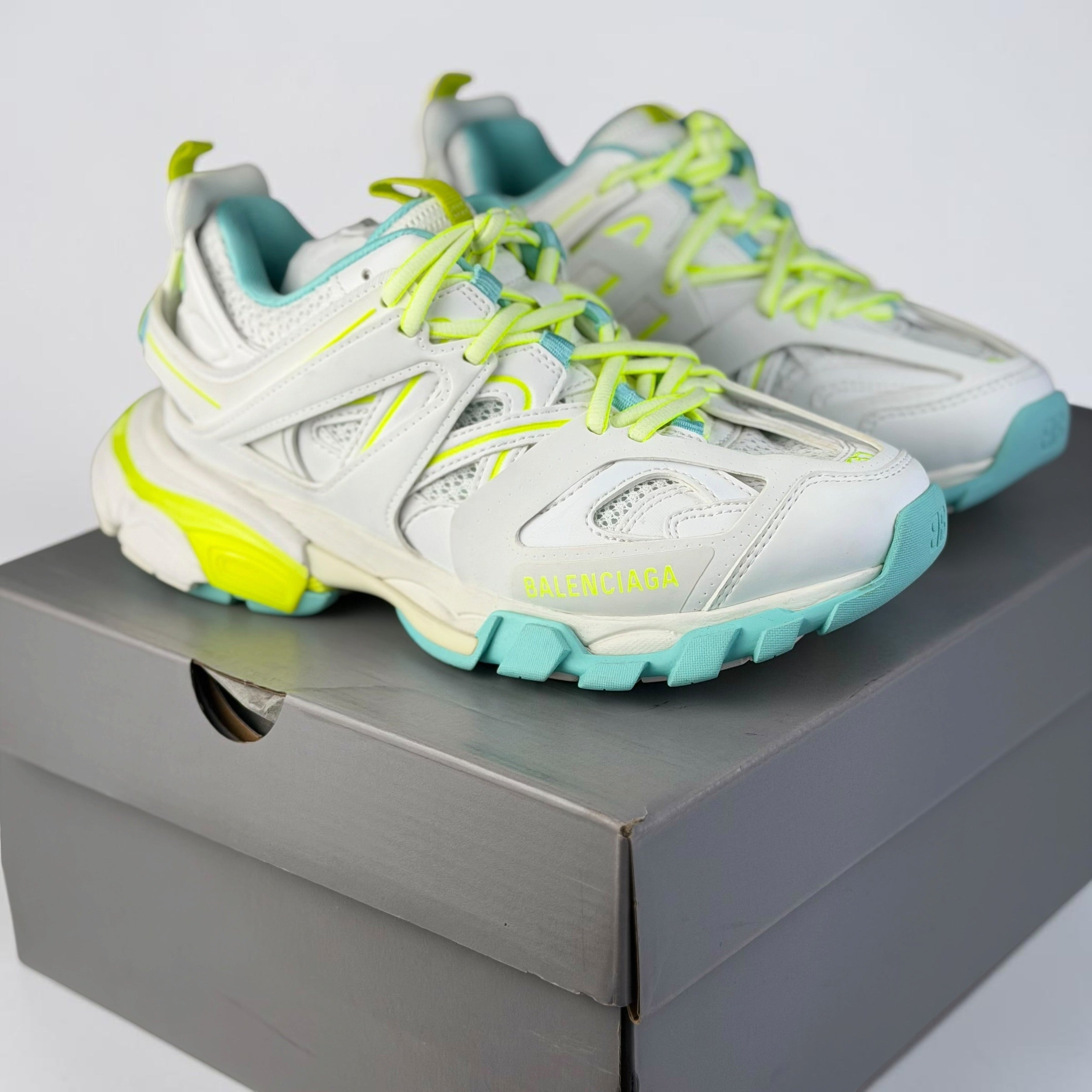 Balenciaga Track Fluorescent Yellow Turqoise
