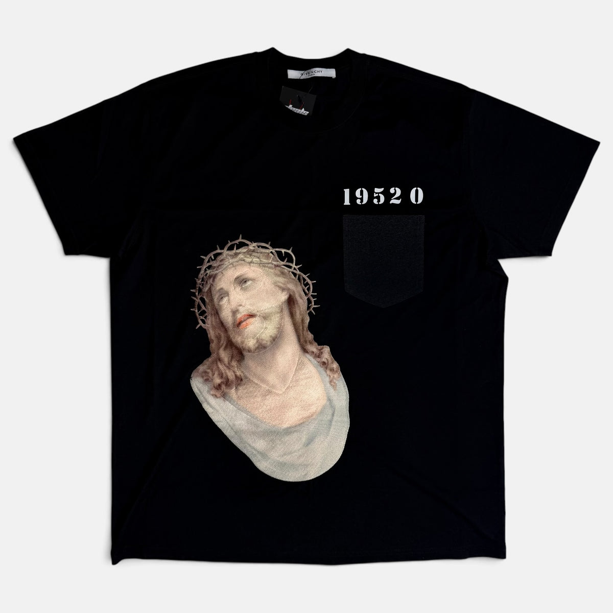 Givenchy SS16 Jesus 19520 Organza Silk Oversized T-Shirt Black