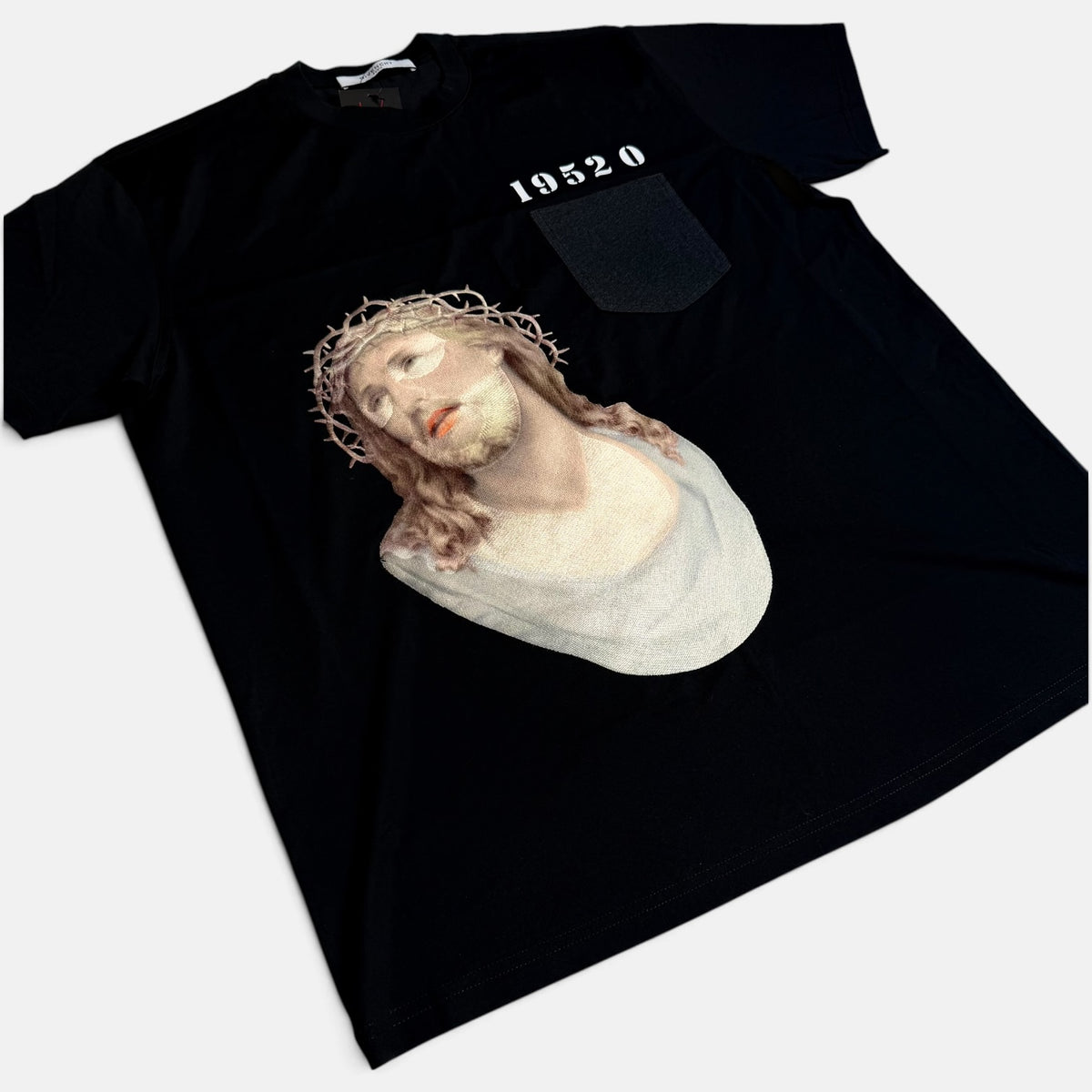 Givenchy SS16 Jesus 19520 Organza Silk Oversized T-Shirt Black