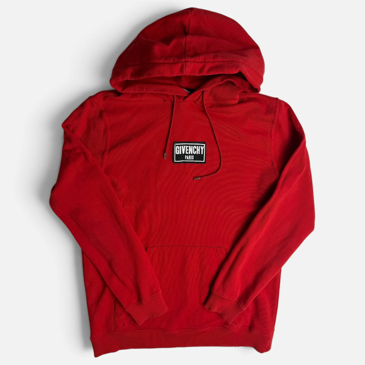 Givenchy Distressed Box Logo Patch Hoodie Red