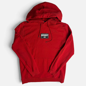 Givenchy Distressed Box Logo Patch Hoodie Red