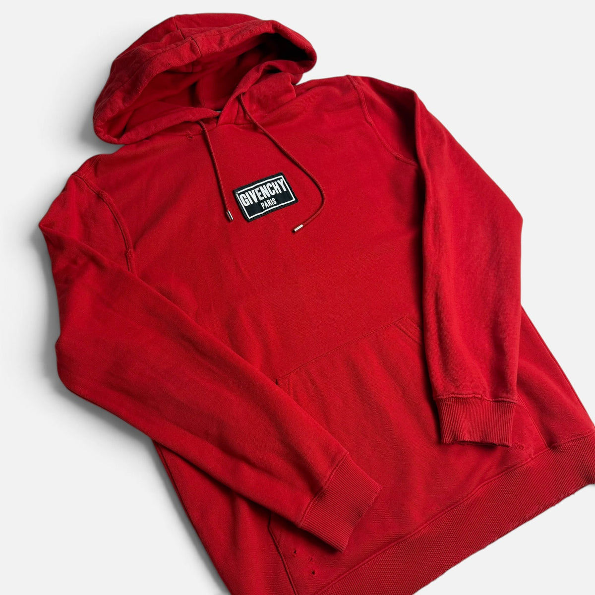 Givenchy Distressed Box Logo Patch Hoodie Red