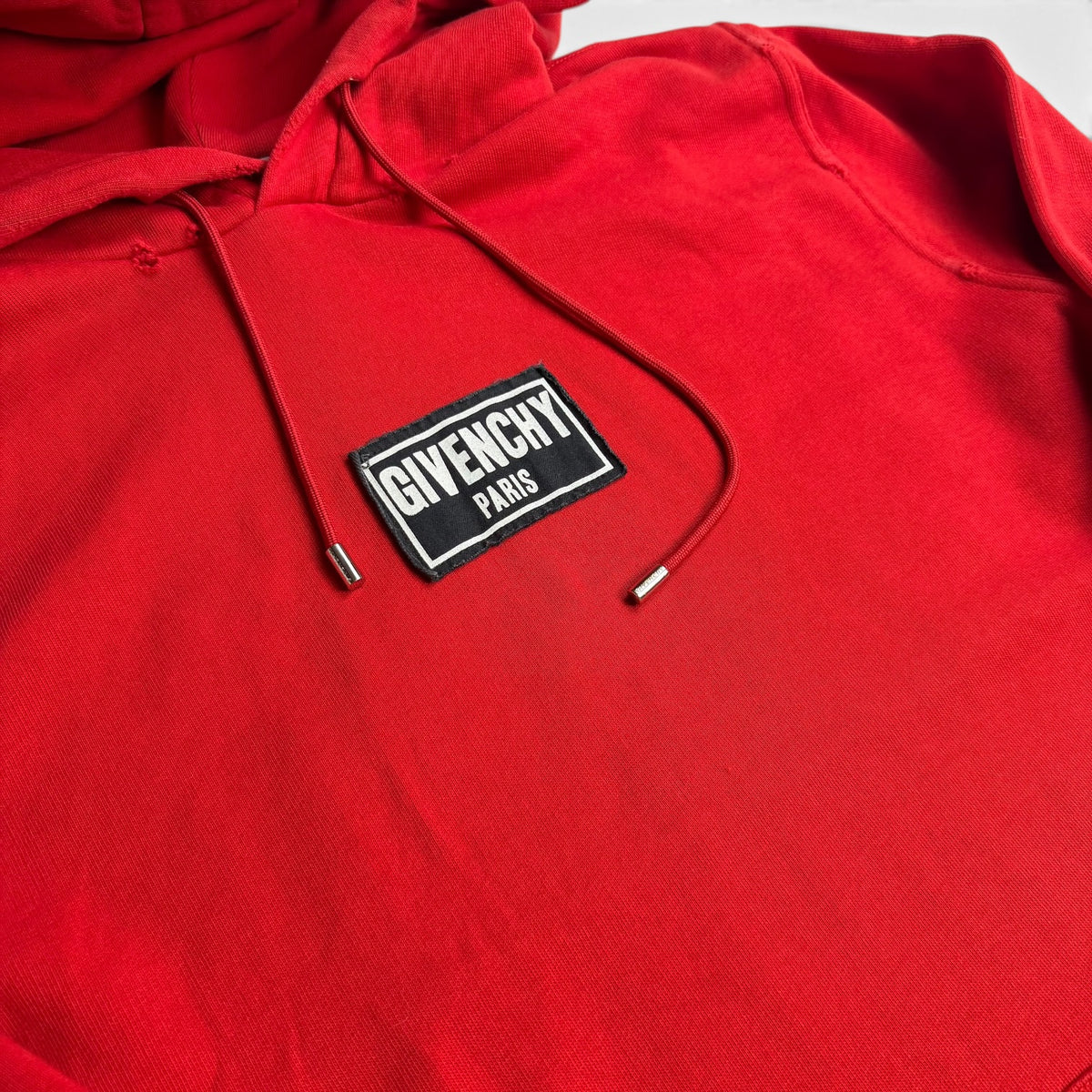 Givenchy Distressed Box Logo Patch Hoodie Red