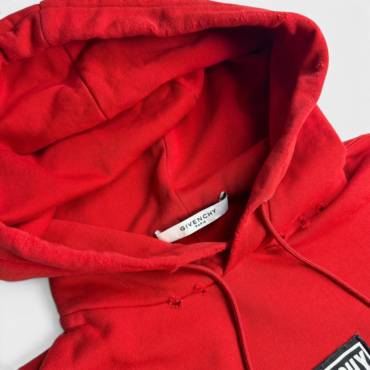 Givenchy Distressed Box Logo Patch Hoodie Red