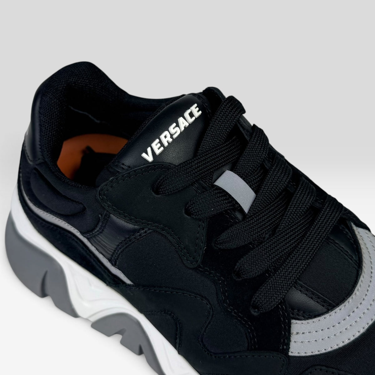 Versace Squalo Black Leather Neoprene