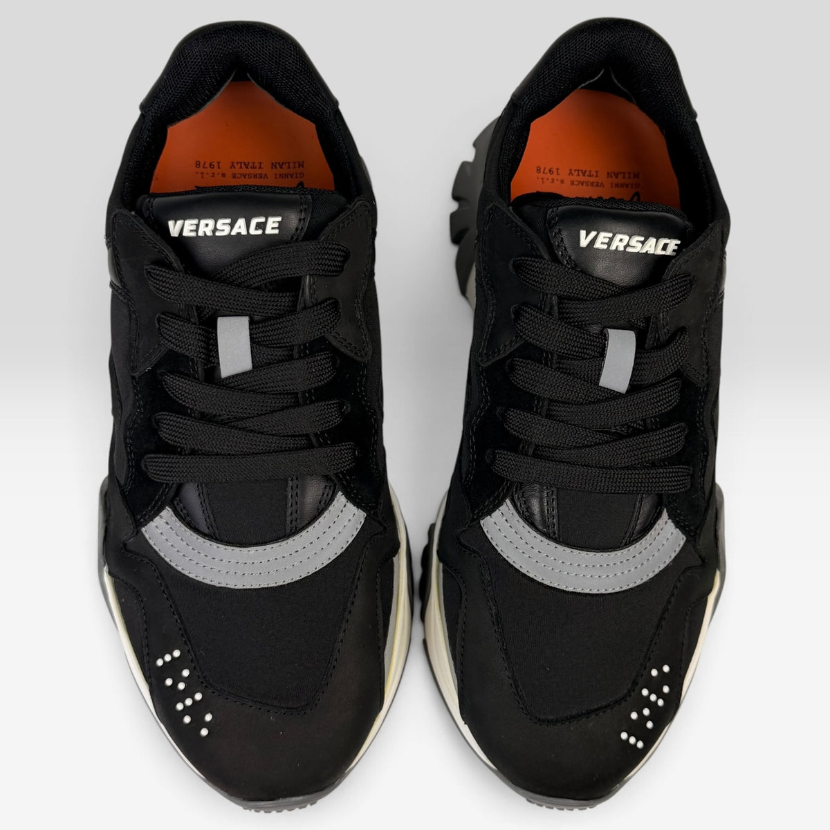 Versace Squalo Black Leather Neoprene