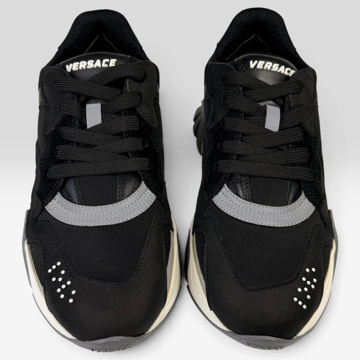 Versace Squalo Black Leather Neoprene