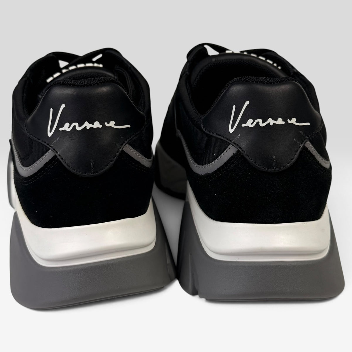 Versace Squalo Black Leather Neoprene