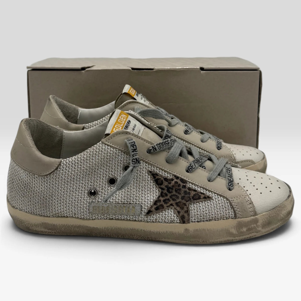 Golden Goose Super-Star Leopard Star Beige Mesh