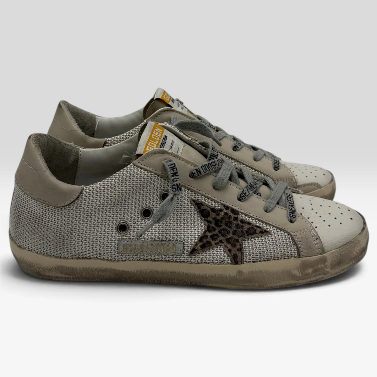Golden Goose Super-Star Leopard Star Beige Mesh