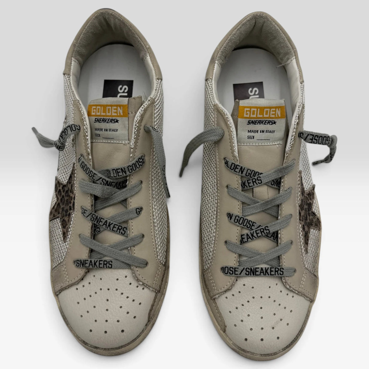 Golden Goose Super-Star Leopard Star Beige Mesh