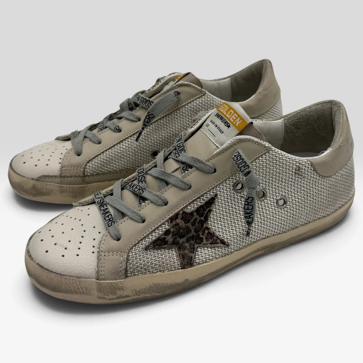 Golden Goose Super-Star Leopard Star Beige Mesh