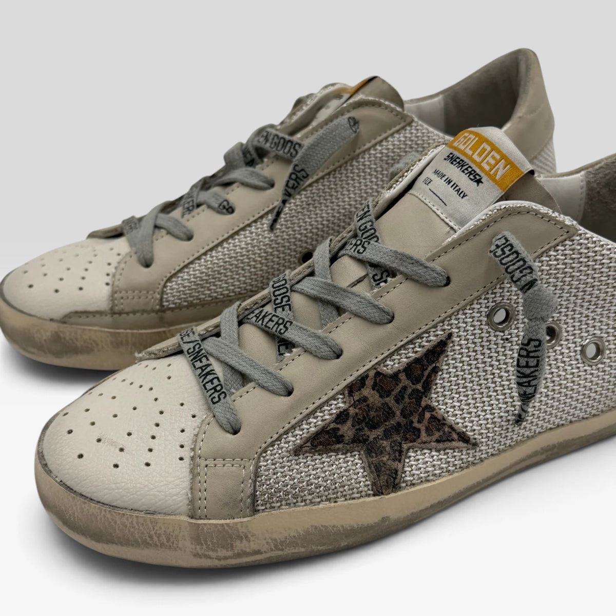 Golden Goose Super-Star Leopard Star Beige Mesh