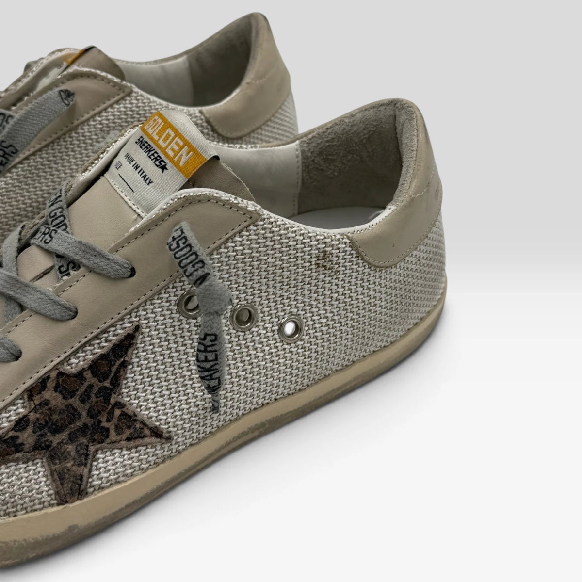 Golden Goose Super-Star Leopard Star Beige Mesh