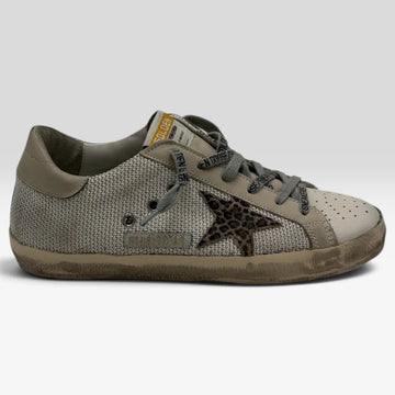 Golden Goose Super-Star Leopard Star Beige Mesh