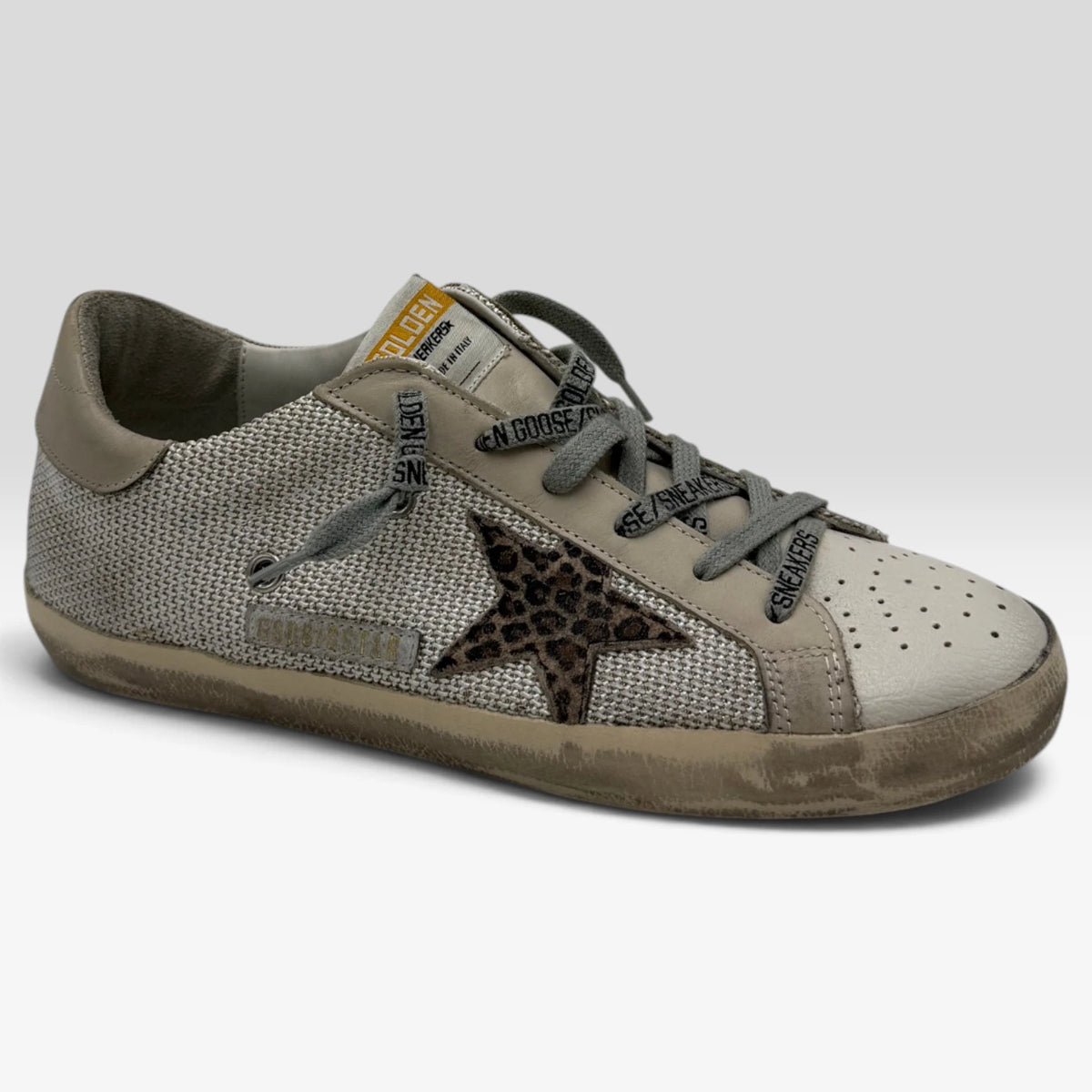 Golden Goose Super-Star Leopard Star Beige Mesh