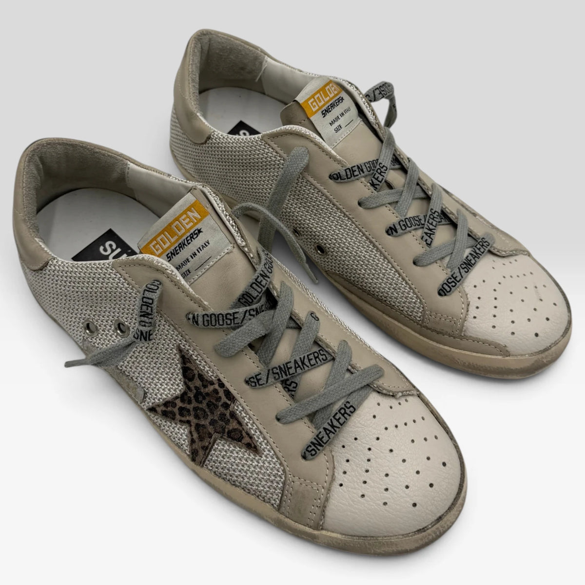 Golden Goose Super-Star Leopard Star Beige Mesh