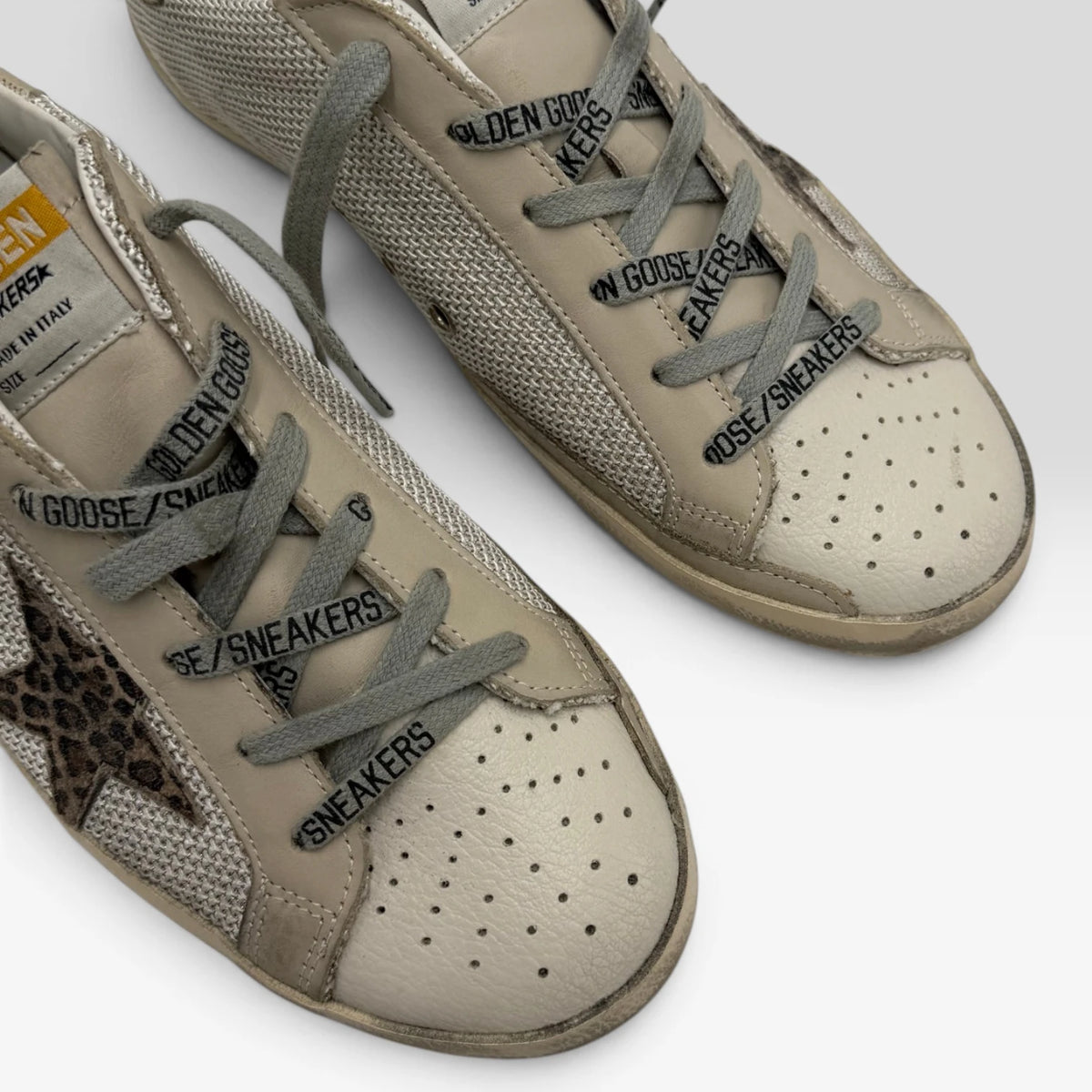 Golden Goose Super-Star Leopard Star Beige Mesh