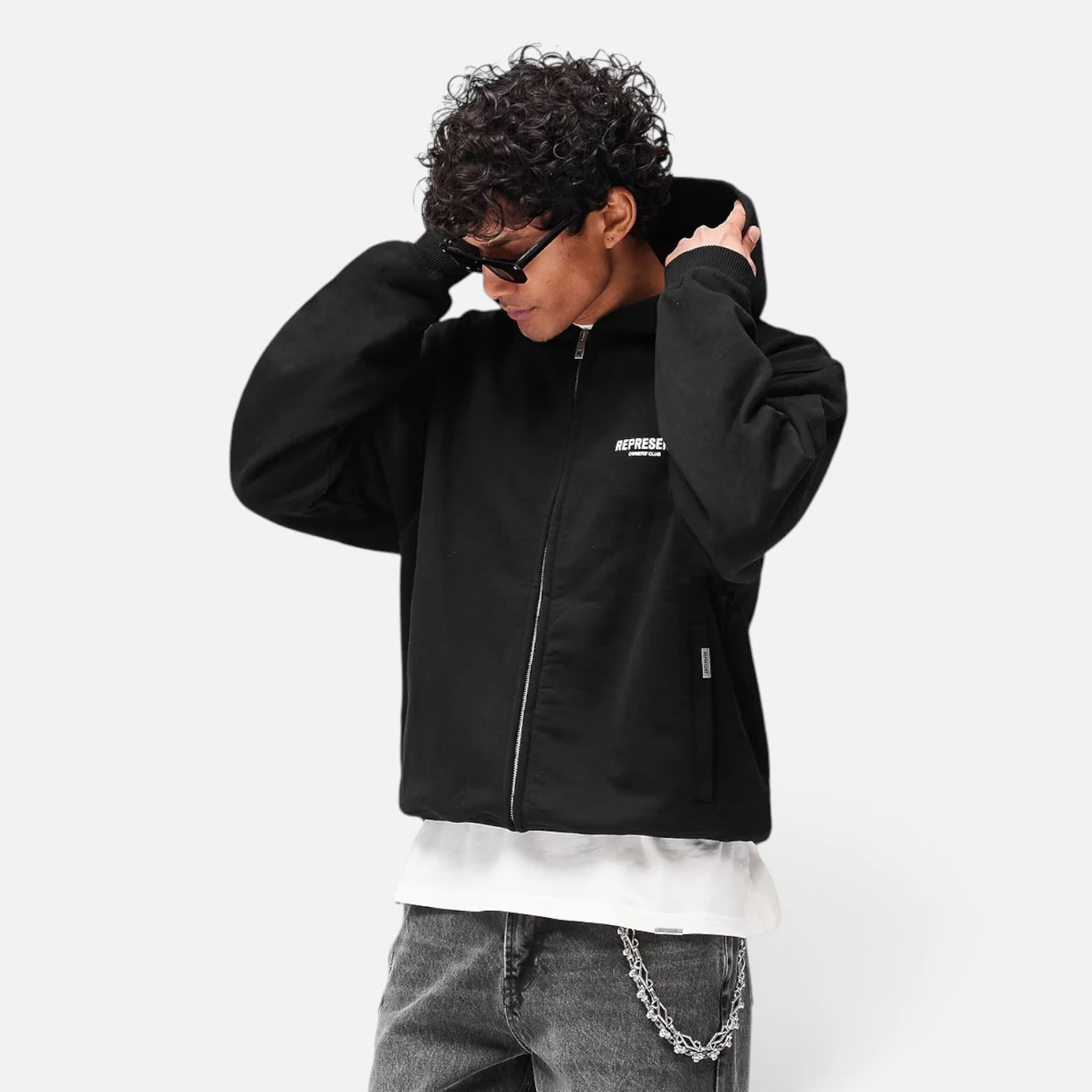 Represent Black Zip Hoodie