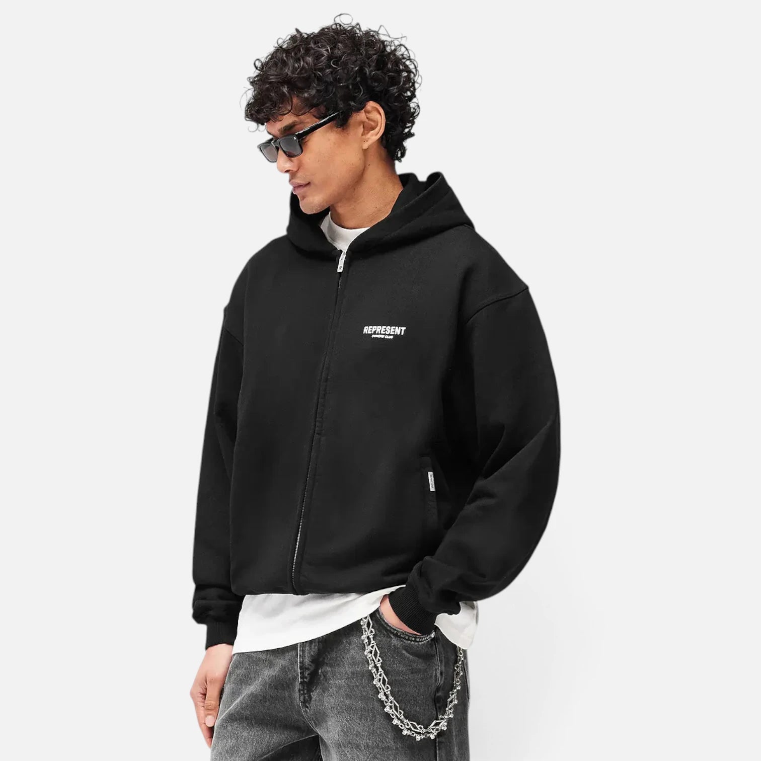 Represent Black Zip Hoodie