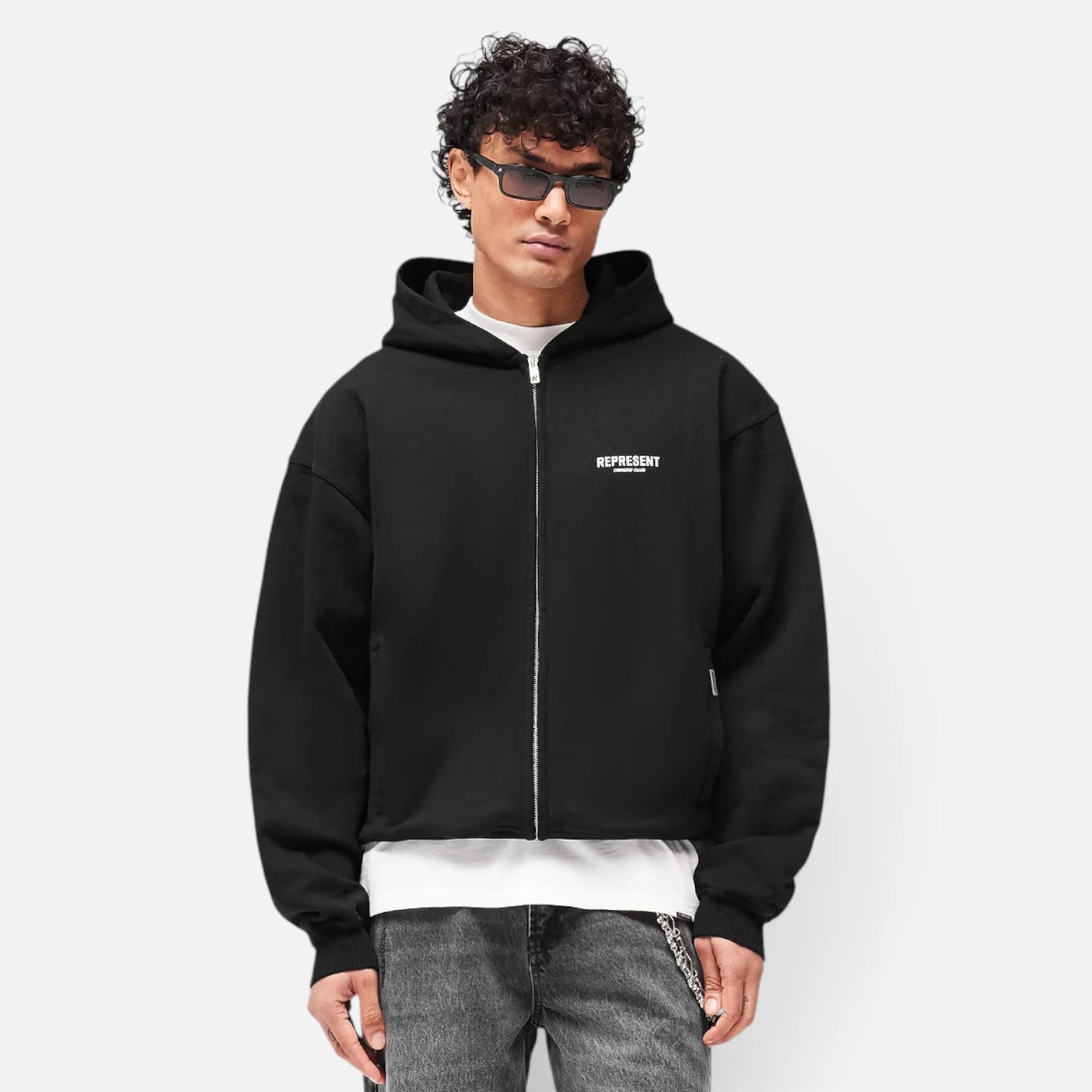 Represent Black Zip Hoodie