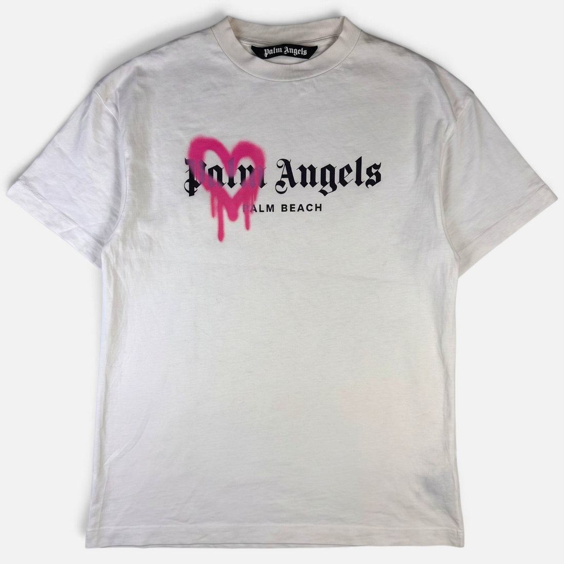 Palm Angels Palm Beach Sprayed T-Shirt, alb, vedere din față
