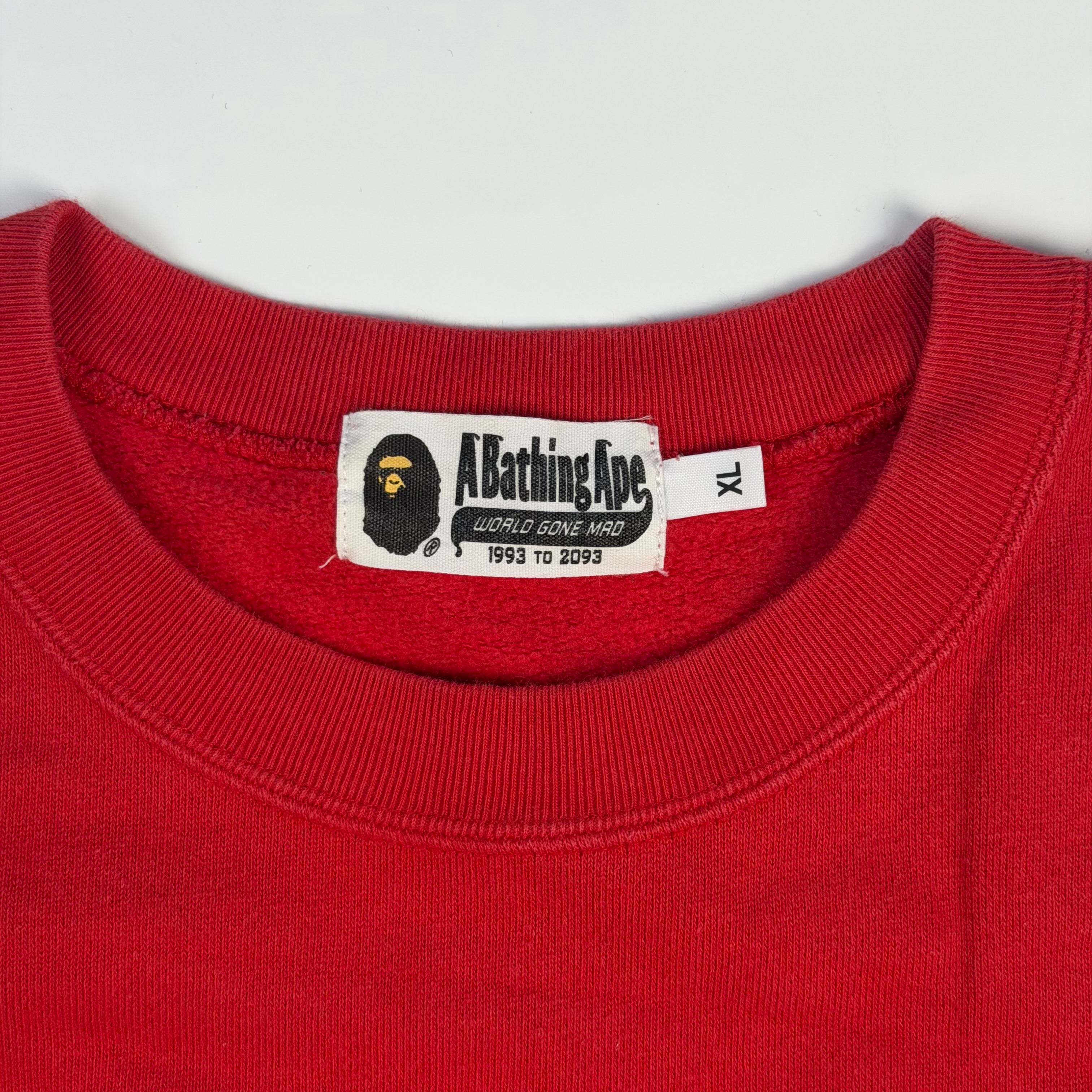 BAPE One Point Ape Head Crewneck Sweatshirt Red