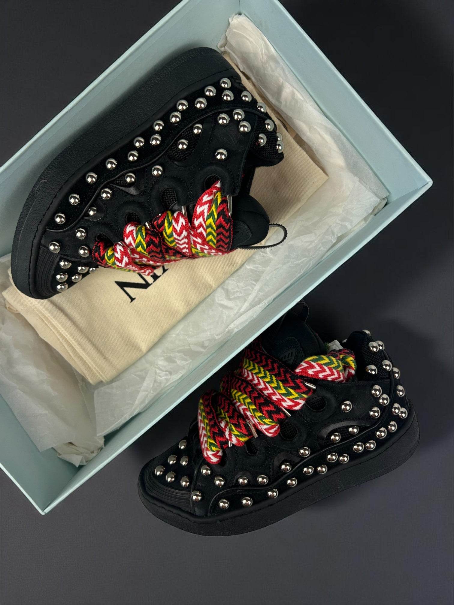 Lanvin Curb Black Studs Sneakers - V STEALS
