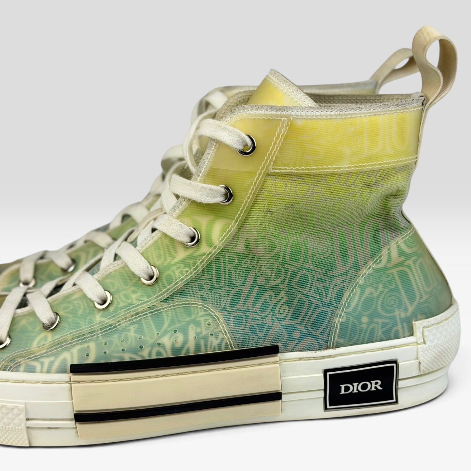 V STEALS Dior x Shawn Stussy B23 high-top sneakers in multicolor canvas with signature hand-written logo print